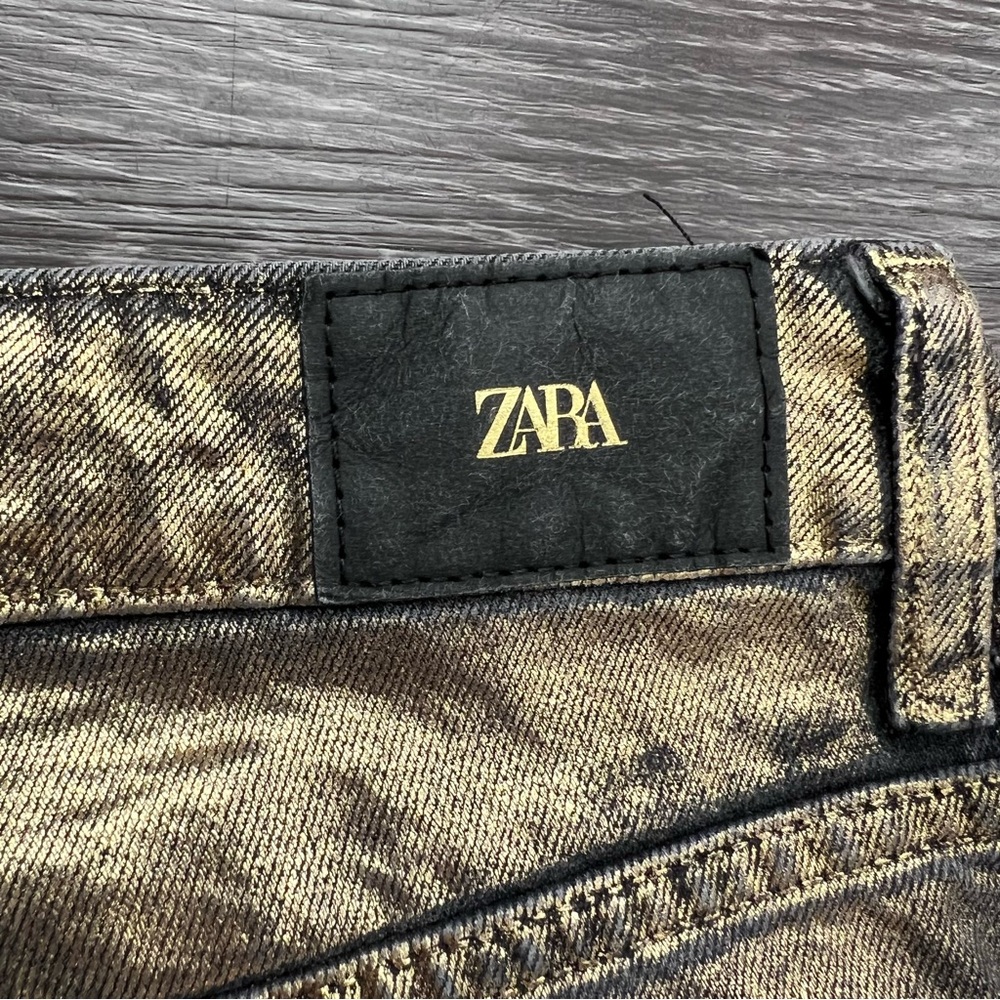 Zara Z1975 High-Waisted Straight-Leg Foil Jeans - Picture 8 of 10